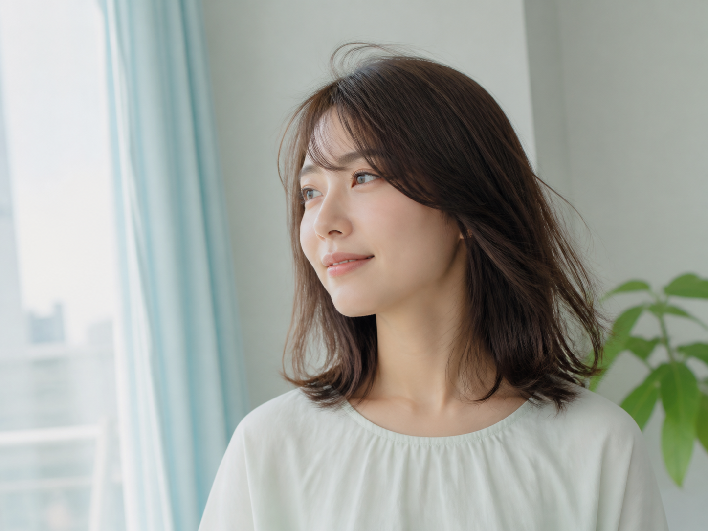 トップに自然な軽さがあり毛先が整った女性の髪